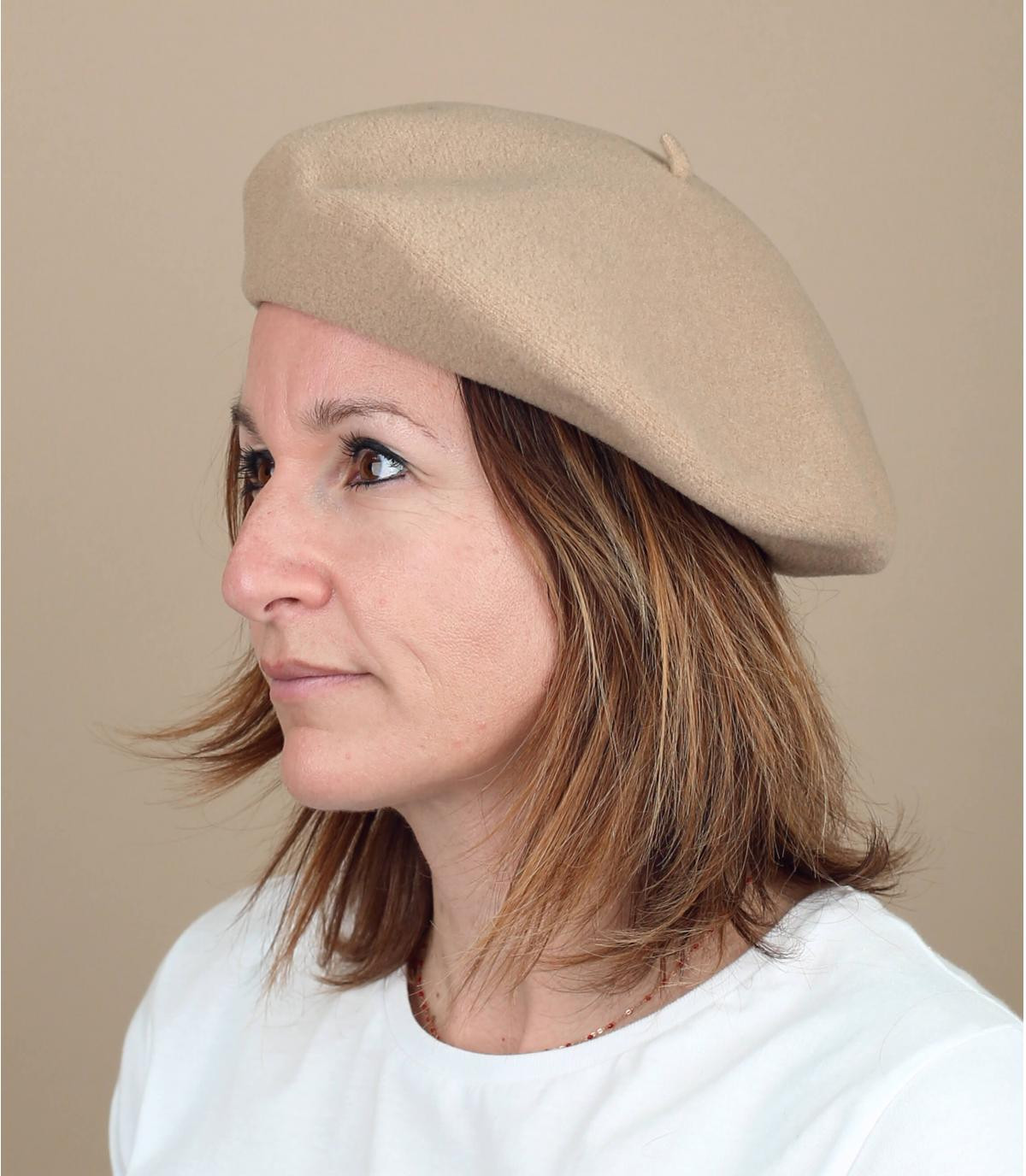 beige beret leather lace Lio Sable cacao